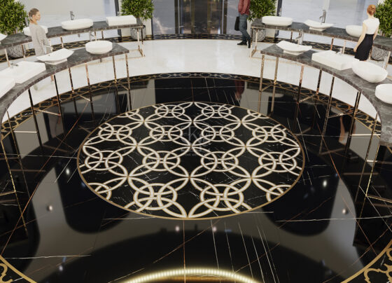 Black - Golden Marble Inlay Flooring